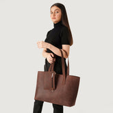 Women Vintage Distressed Brown Leather Tote Bag